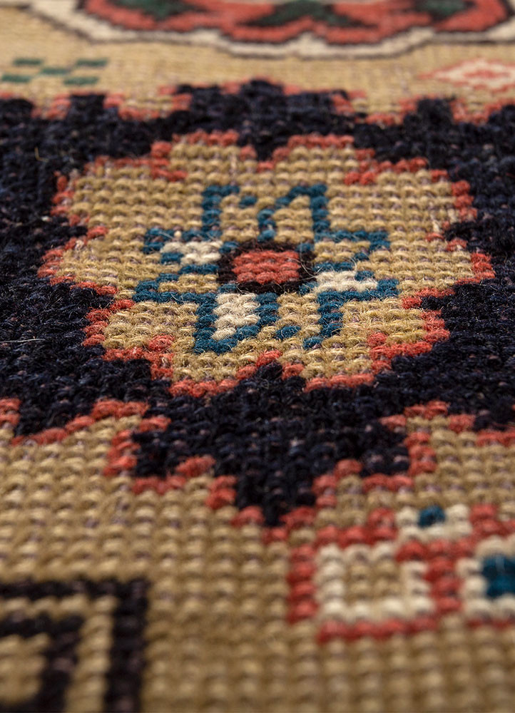 aalam beige and brown wool hand knotted Rug - CloseUp