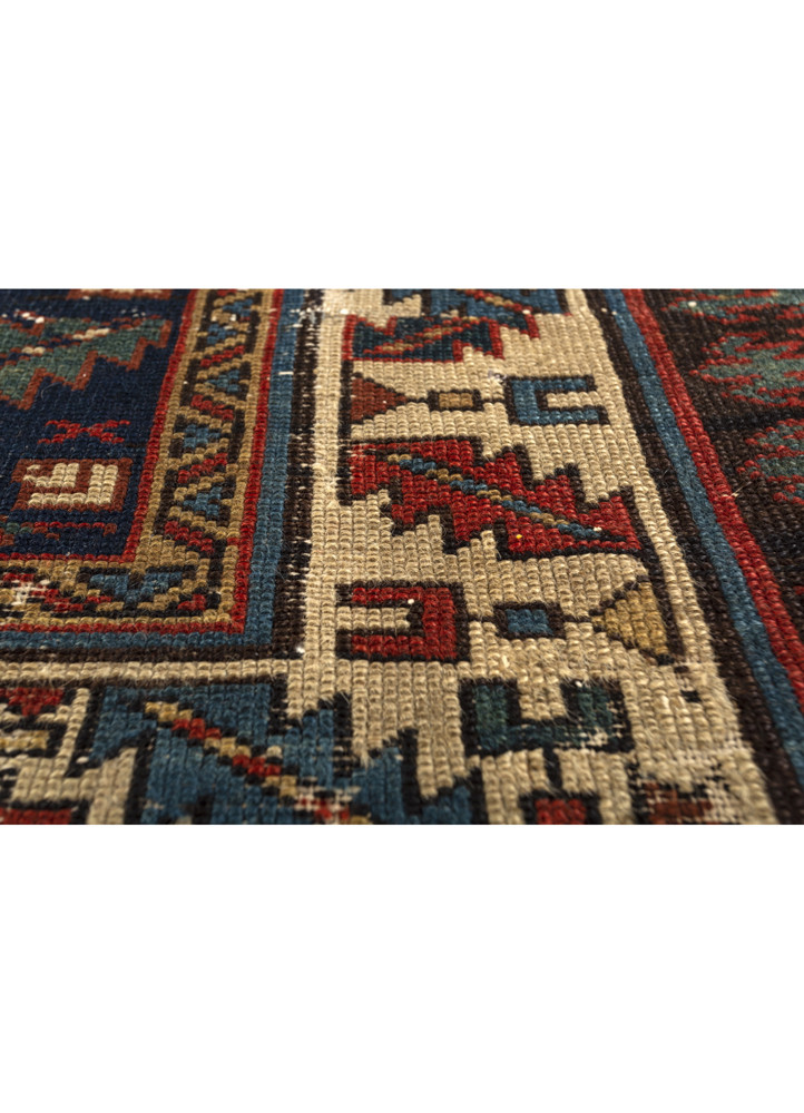 nayaab blue wool flat weaves Rug - CloseUp