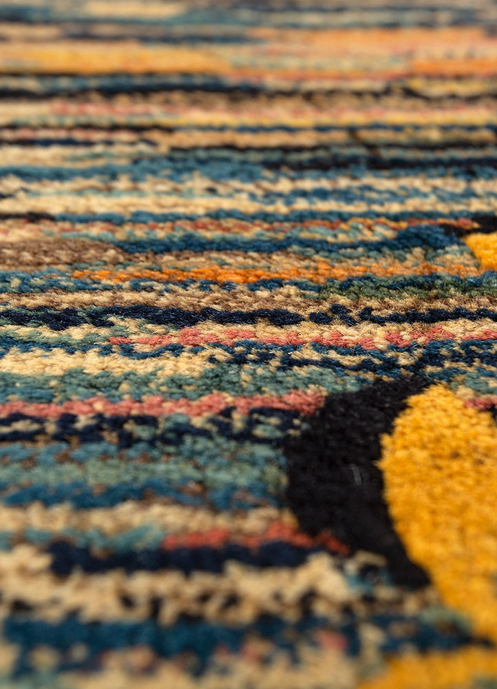 aalam blue wool hand knotted Rug - CloseUp aalam blue wool hand knotted Rug - CloseUp