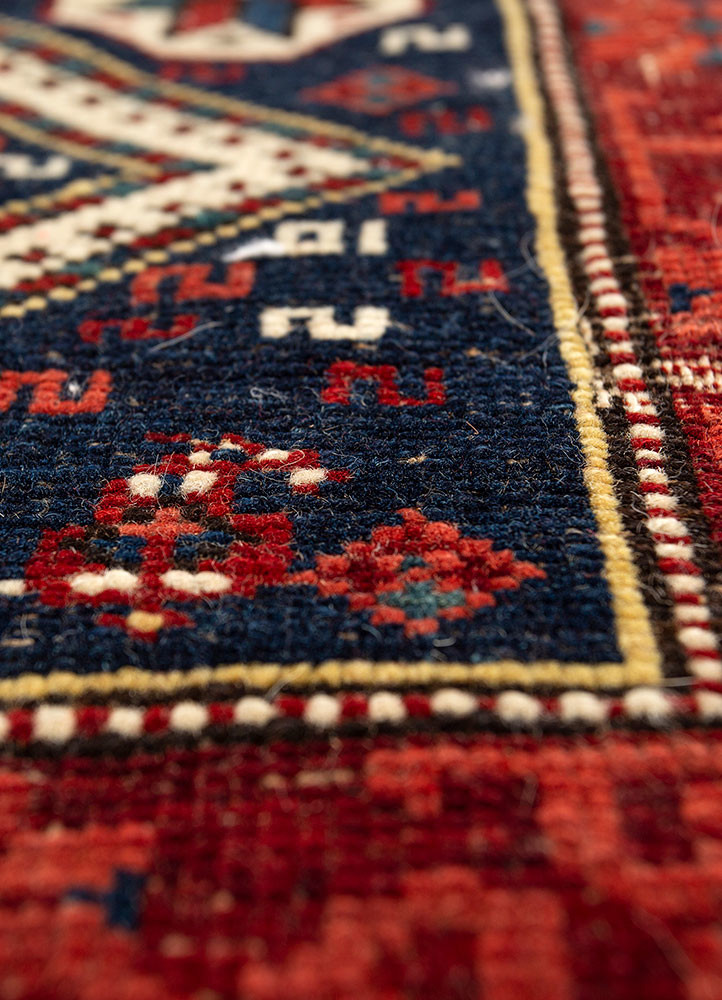aalam blue wool flat weaves Rug - CloseUp aalam blue wool flat weaves Rug - CloseUp