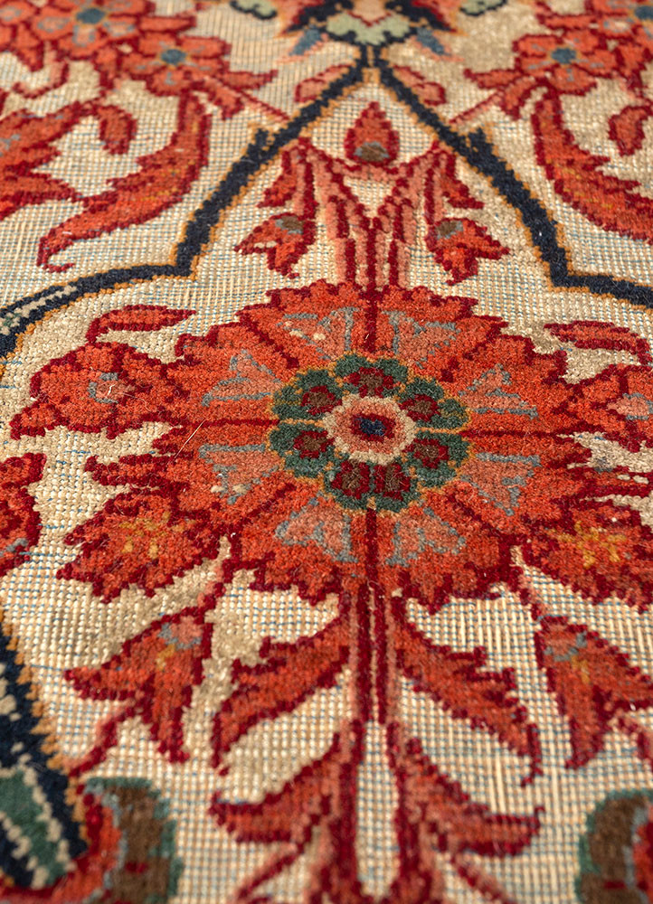 aalam red and orange wool hand knotted Rug - CloseUp aalam red and orange wool hand knotted Rug - CloseUp