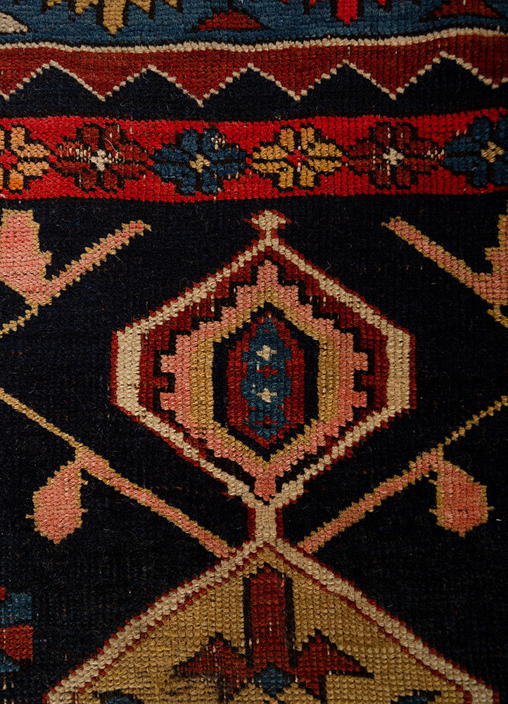 aalam blue wool hand knotted Rug - CloseUp