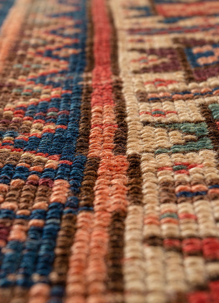 kiaan blue wool hand knotted Rug - CloseUp
