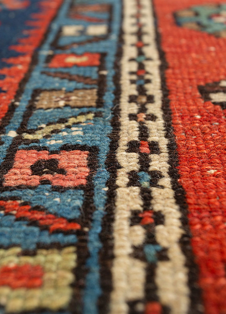 kiaan blue wool hand knotted Rug - CloseUp