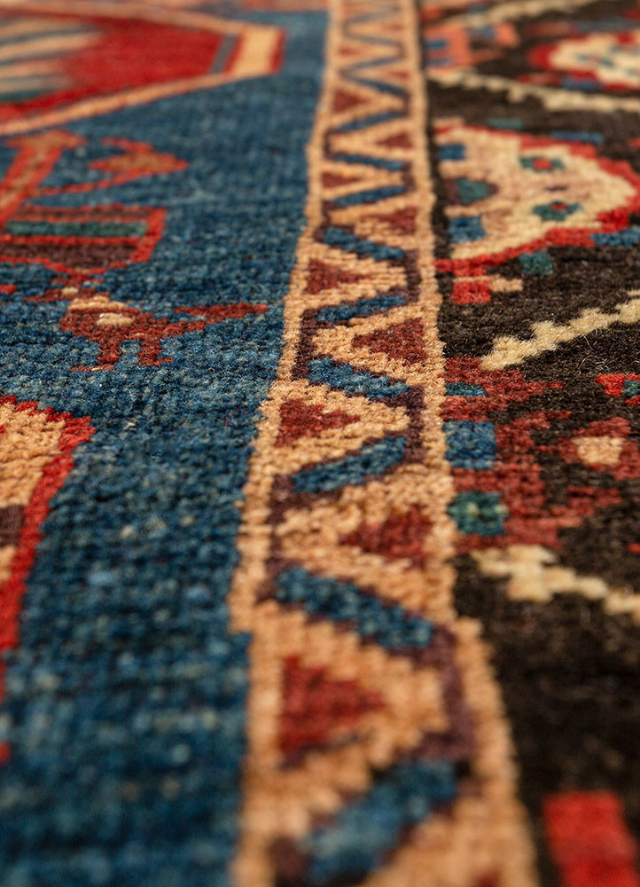 aalam blue wool hand knotted Rug - CloseUp aalam blue wool hand knotted Rug - CloseUp
