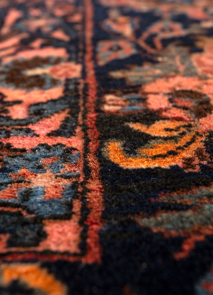 aalam red and orange wool hand knotted Rug - CloseUp aalam red and orange wool hand knotted Rug - CloseUp