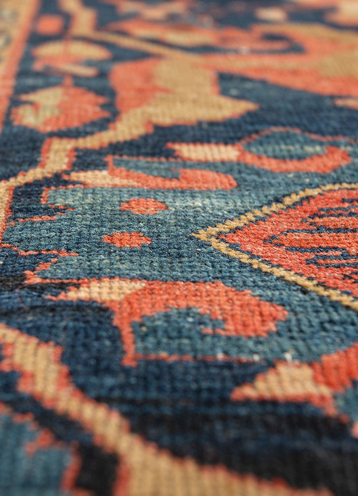 aalam red and orange wool hand knotted Rug - CloseUp aalam red and orange wool hand knotted Rug - CloseUp