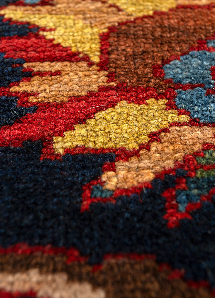 aalam red and orange wool hand knotted Rug - CloseUp aalam red and orange wool hand knotted Rug - CloseUp
