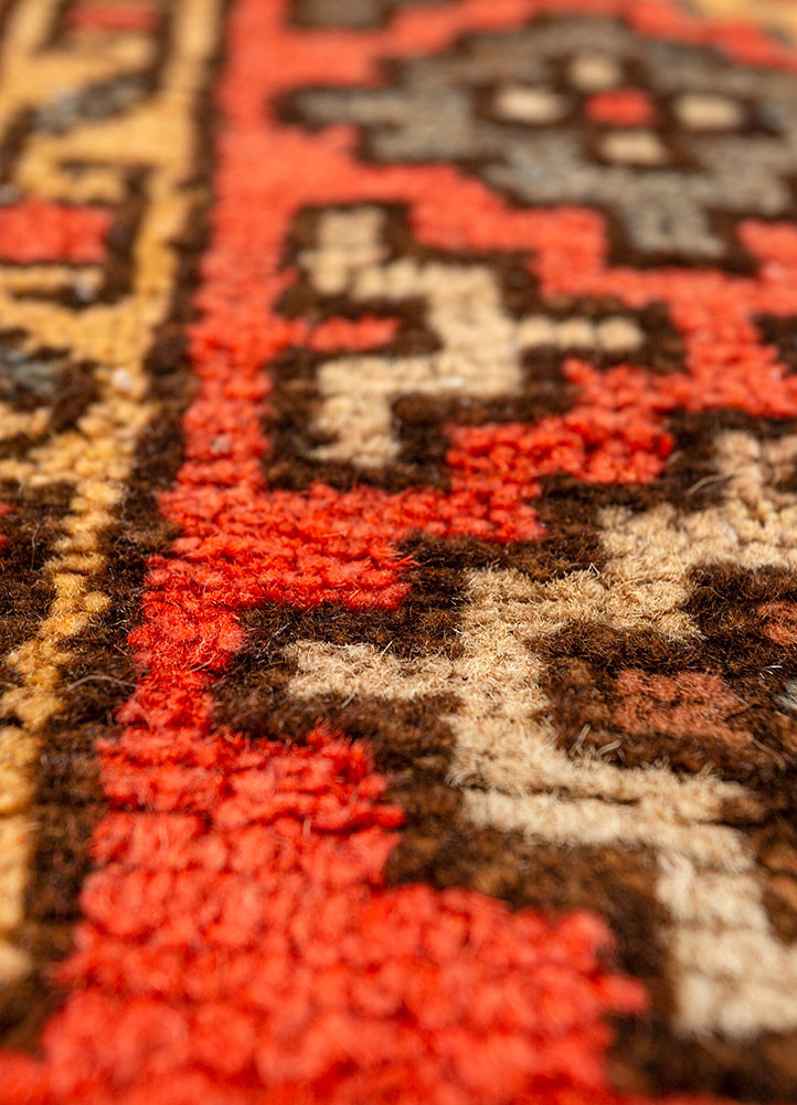 kiaan red and orange wool hand knotted Rug - CloseUp