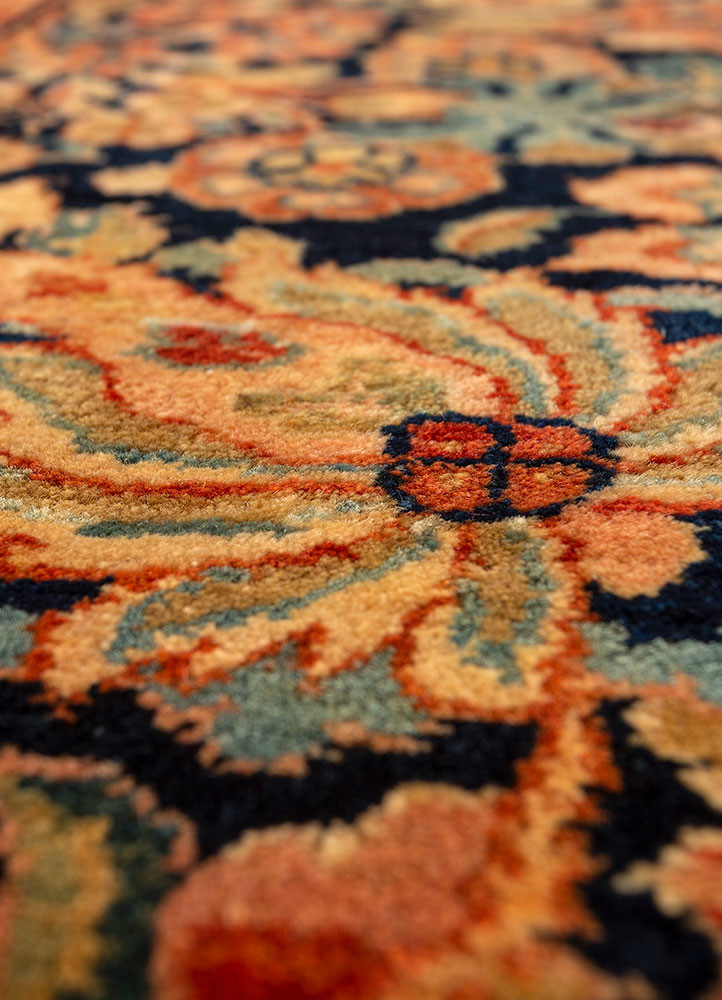 aalam red and orange wool hand knotted Rug - CloseUp aalam red and orange wool hand knotted Rug - CloseUp