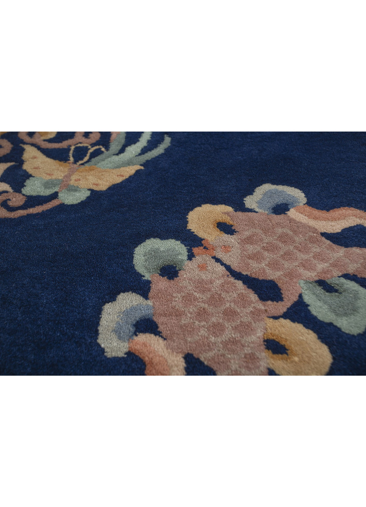 pechino blue wool hand knotted Rug - CloseUp
