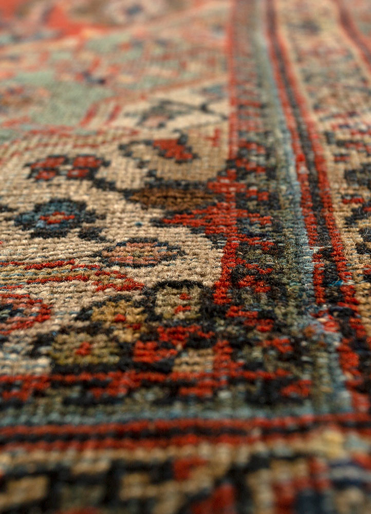 aalam red and orange wool hand knotted Rug - CloseUp aalam red and orange wool hand knotted Rug - CloseUp