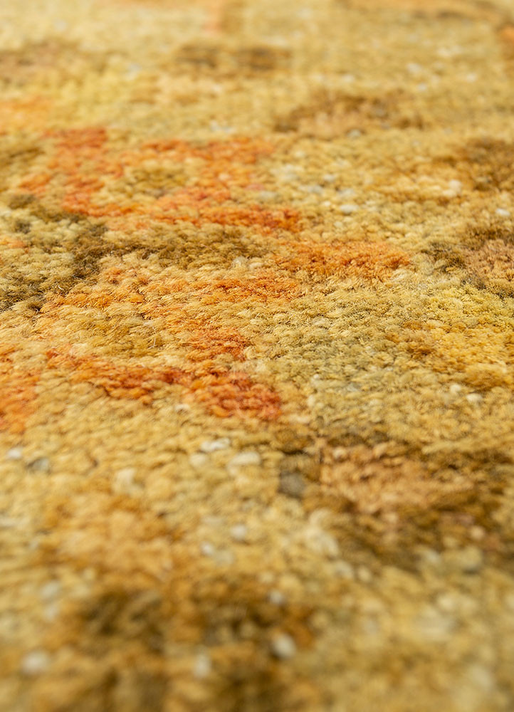 aalam green wool hand knotted Rug - CloseUp