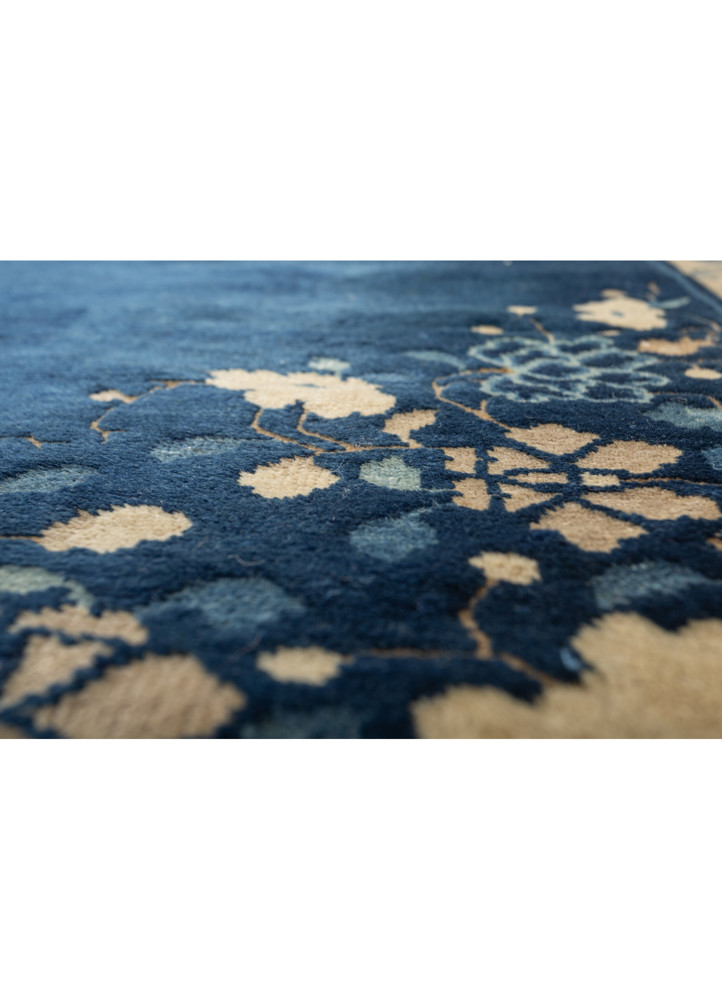 pechino blue wool hand knotted Rug - CloseUp