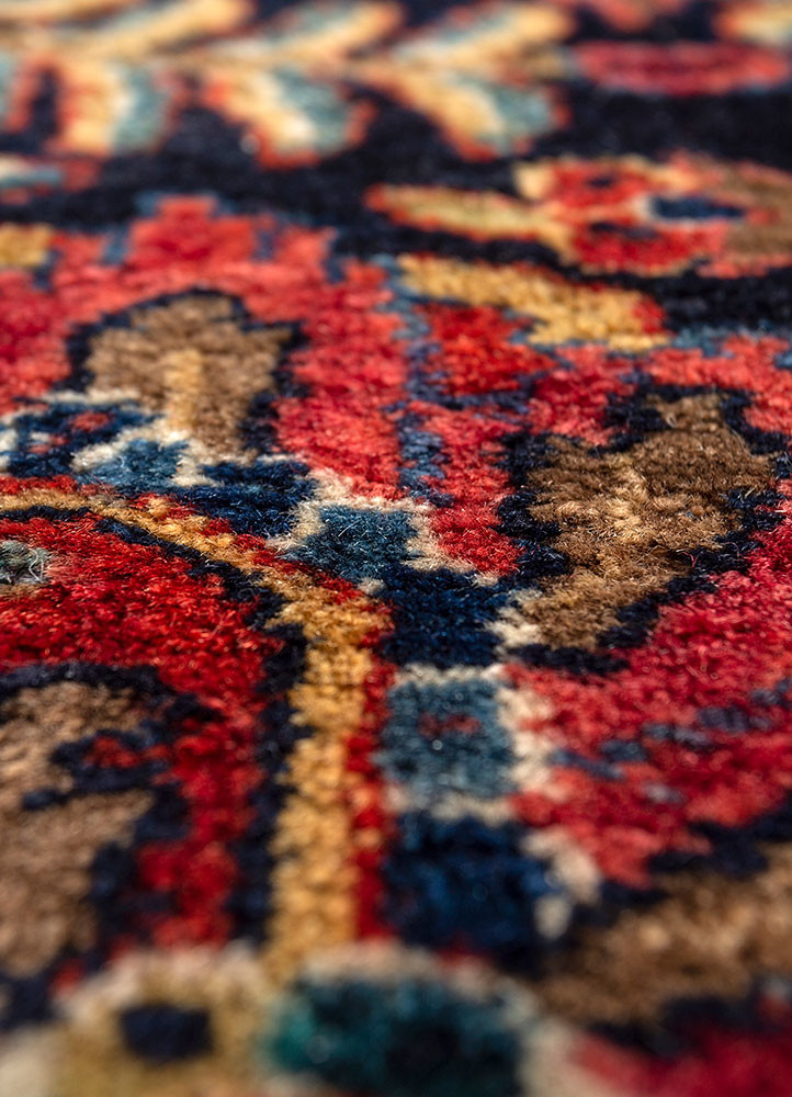 aalam pink and purple wool hand knotted Rug - CloseUp