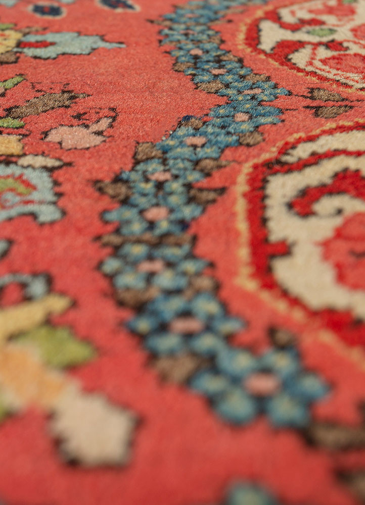 aalam pink and purple wool hand knotted Rug - CloseUp