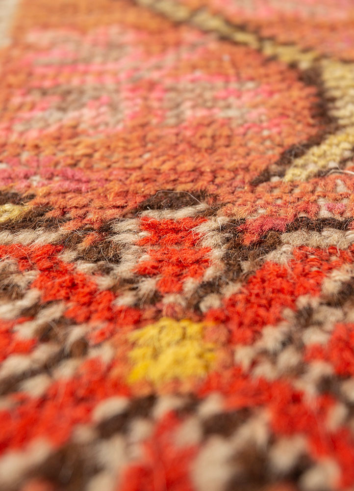 aalam red and orange wool hand knotted Rug - CloseUp aalam red and orange wool hand knotted Rug - CloseUp