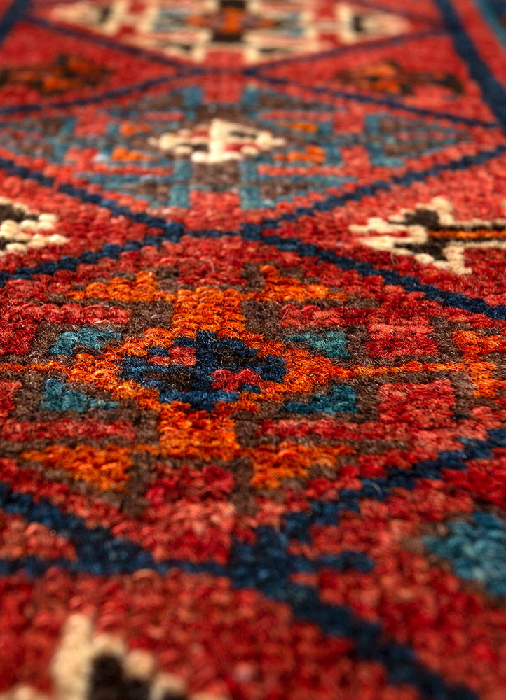 kiaan blue wool hand knotted Rug - CloseUp kiaan blue wool hand knotted Rug - CloseUp