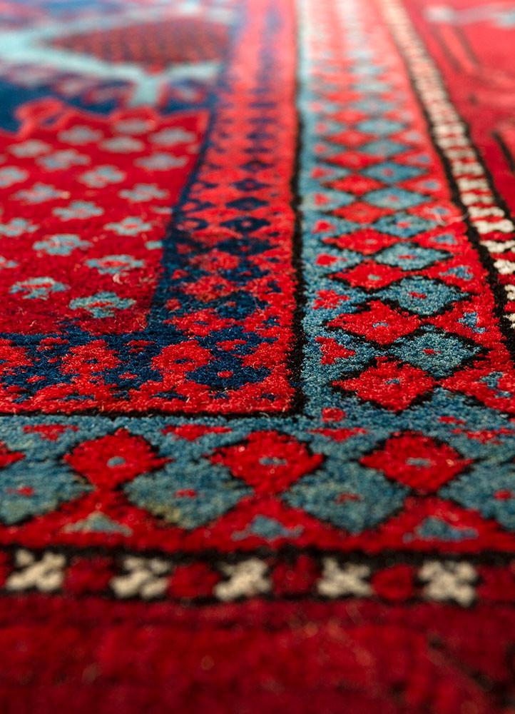 aalam red and orange wool hand knotted Rug - CloseUp aalam red and orange wool hand knotted Rug - CloseUp