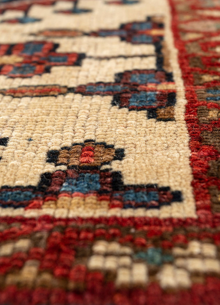 kiaan red and orange wool hand knotted Rug - CloseUp