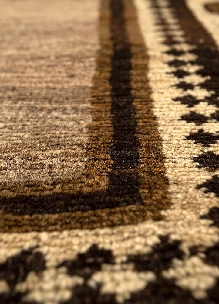 kiaan beige and brown wool hand knotted Rug - CloseUp kiaan beige and brown wool hand knotted Rug - CloseUp