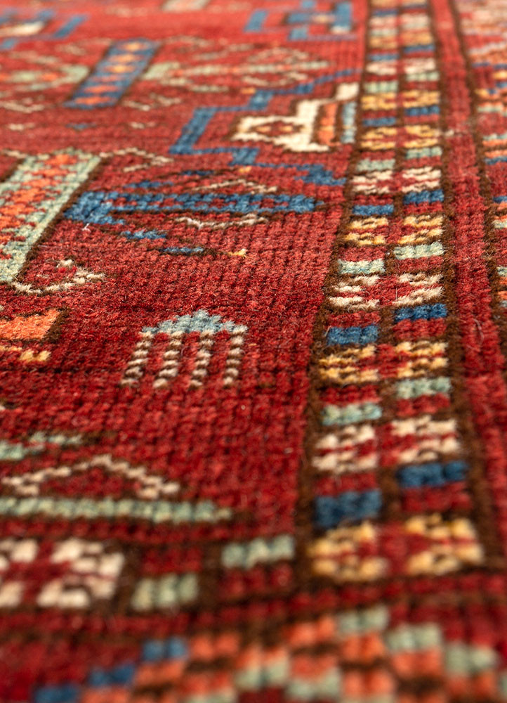 kiaan red and orange wool hand knotted Rug - CloseUp kiaan red and orange wool hand knotted Rug - CloseUp