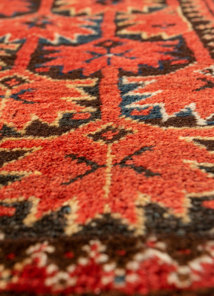 kiaan red and orange wool hand knotted Rug - CloseUp kiaan red and orange wool hand knotted Rug - CloseUp