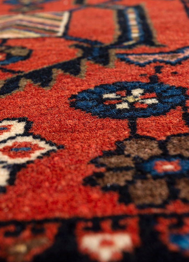 aalam red and orange wool hand knotted Rug - CloseUp aalam red and orange wool hand knotted Rug - CloseUp