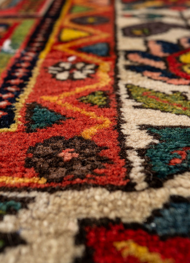 aalam pink and purple wool hand knotted Rug - CloseUp
