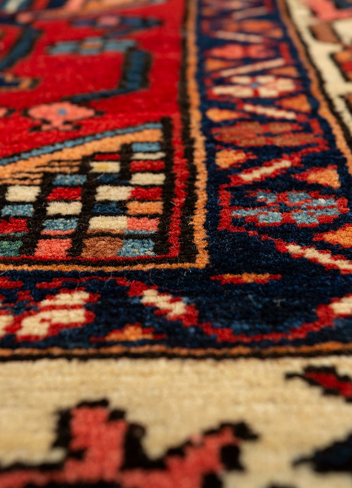 aalam red and orange wool hand knotted Rug - CloseUp aalam red and orange wool hand knotted Rug - CloseUp