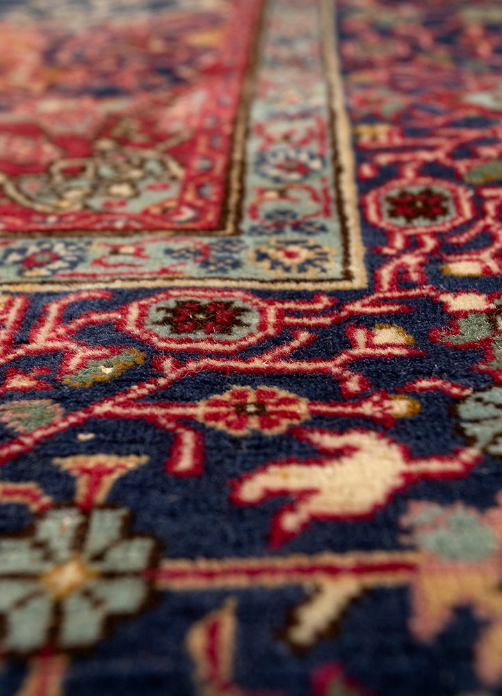 aalam beige and brown wool hand knotted Rug - CloseUp