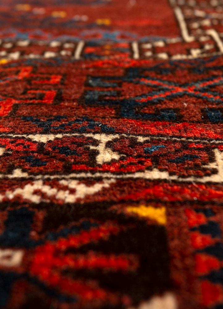 kiaan red and orange wool hand knotted Rug - CloseUp