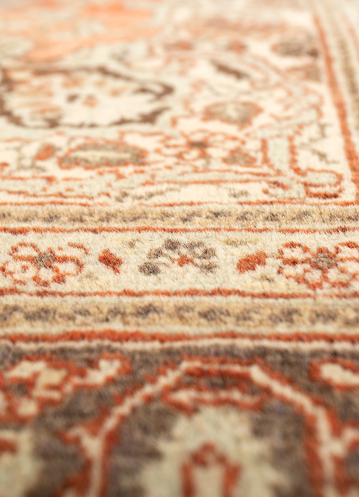 aalam red and orange wool hand knotted Rug - CloseUp aalam red and orange wool hand knotted Rug - CloseUp