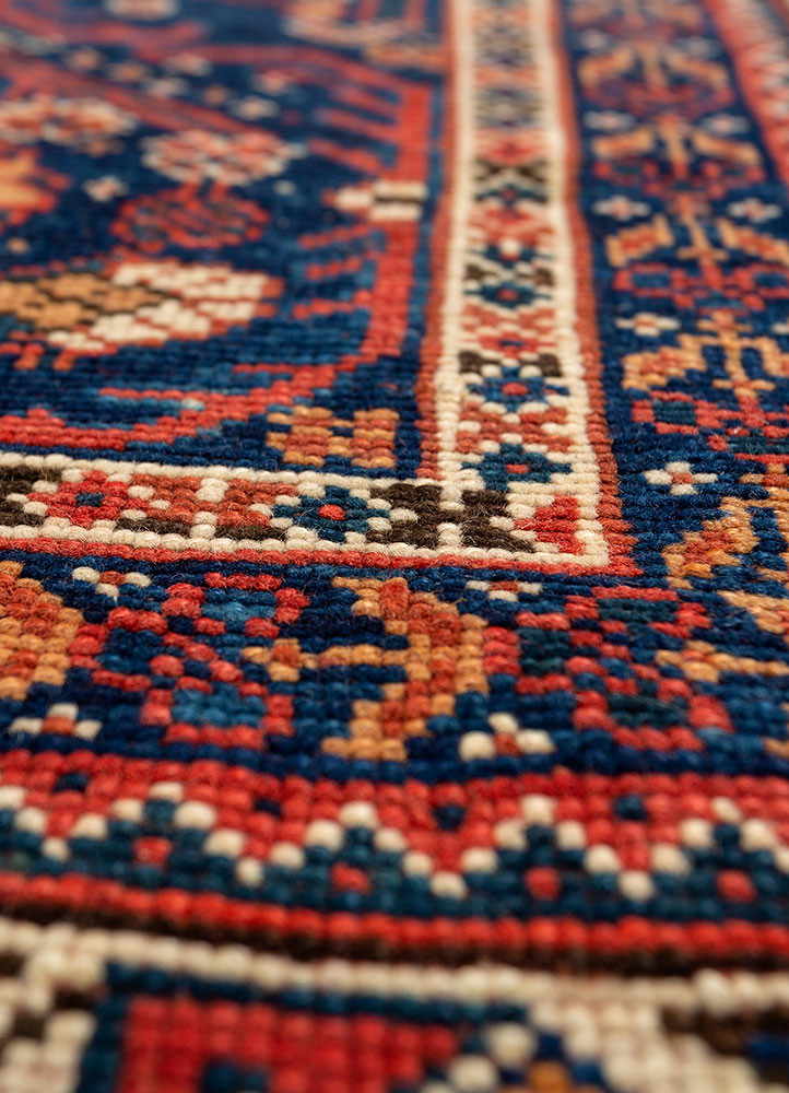 aalam blue wool hand knotted Rug - CloseUp aalam blue wool hand knotted Rug - CloseUp