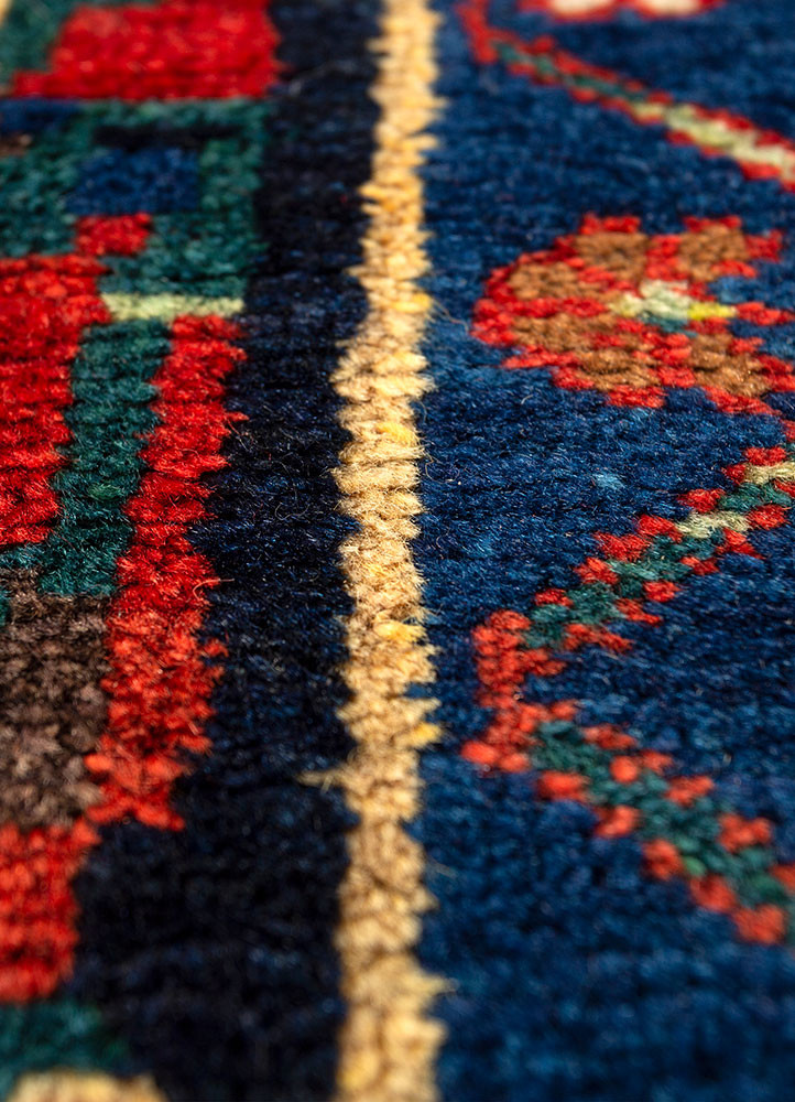 aalam blue wool hand knotted Rug - CloseUp aalam blue wool hand knotted Rug - CloseUp