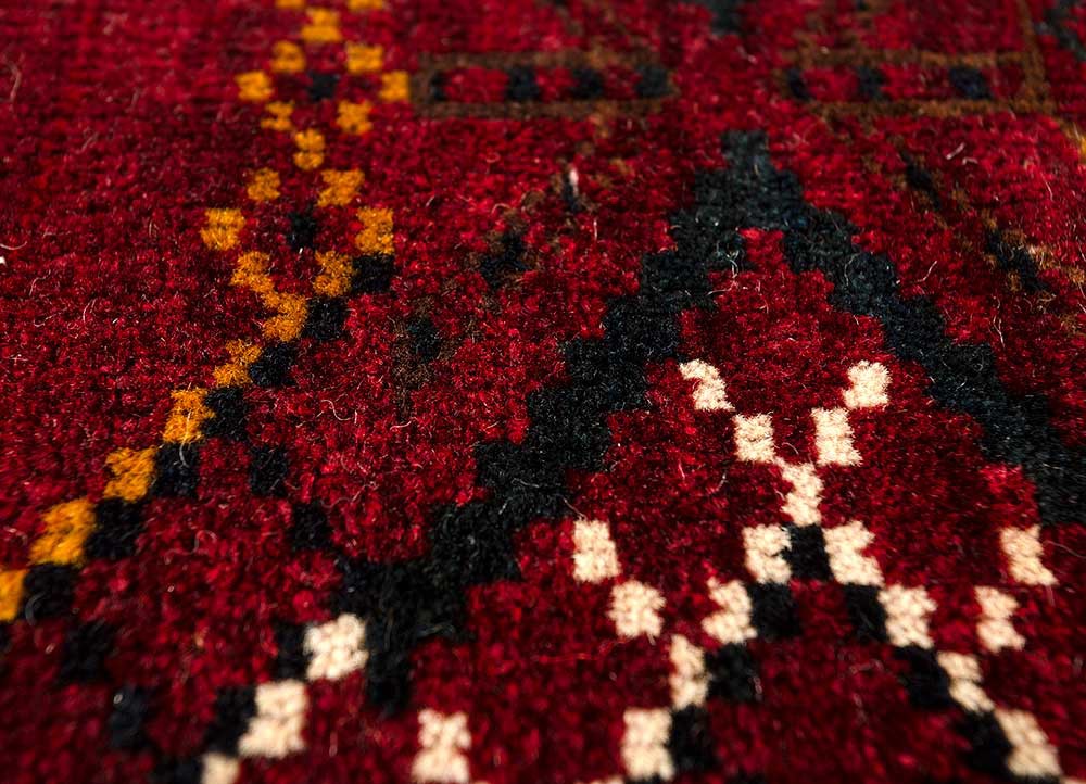 kiaan red and orange wool hand knotted Rug - CloseUp