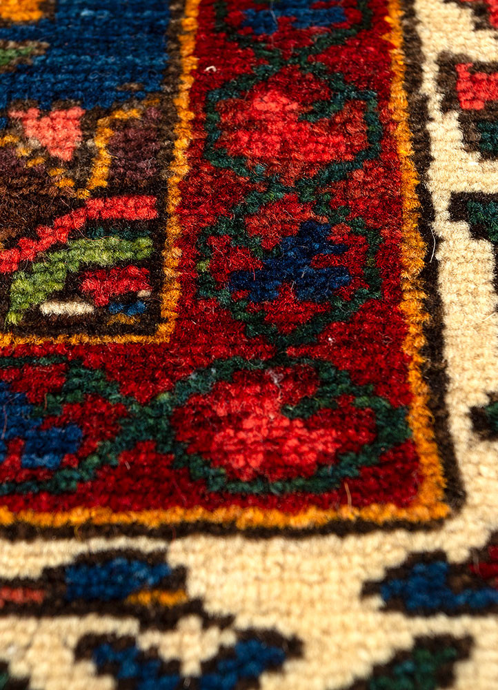 aalam blue wool hand knotted Rug - CloseUp