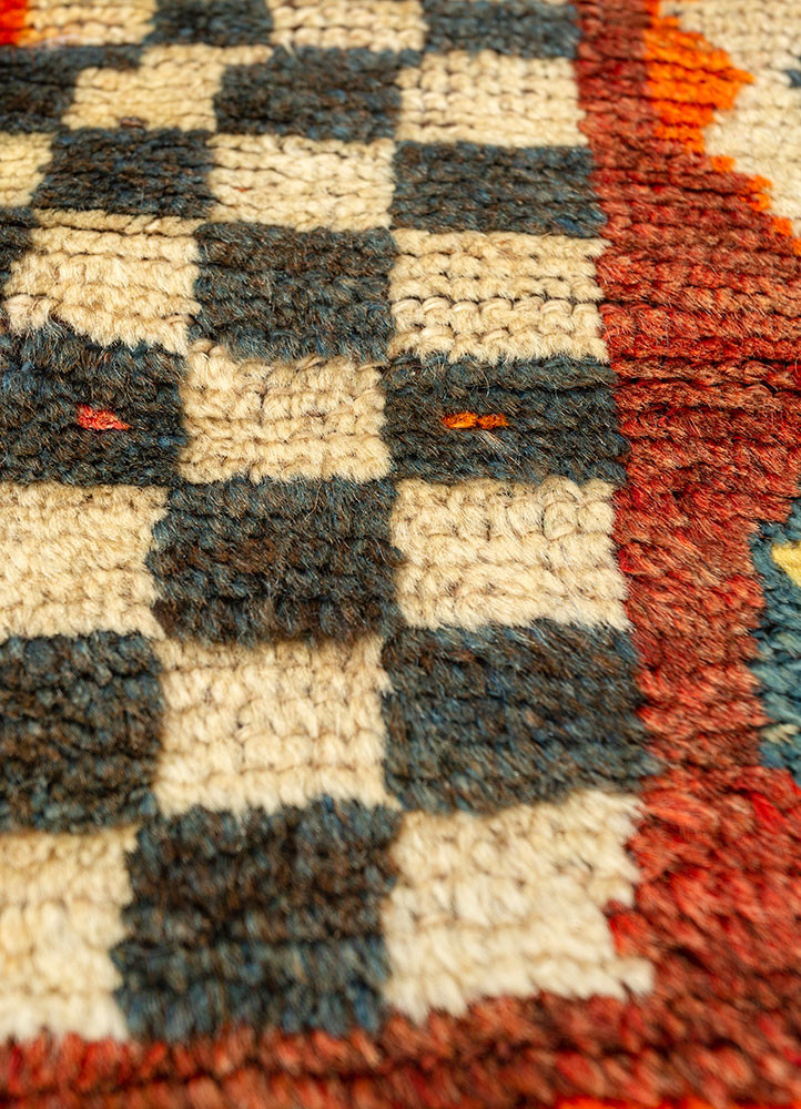 nuray red and orange wool hand knotted Rug - CloseUp nuray red and orange wool hand knotted Rug - CloseUp