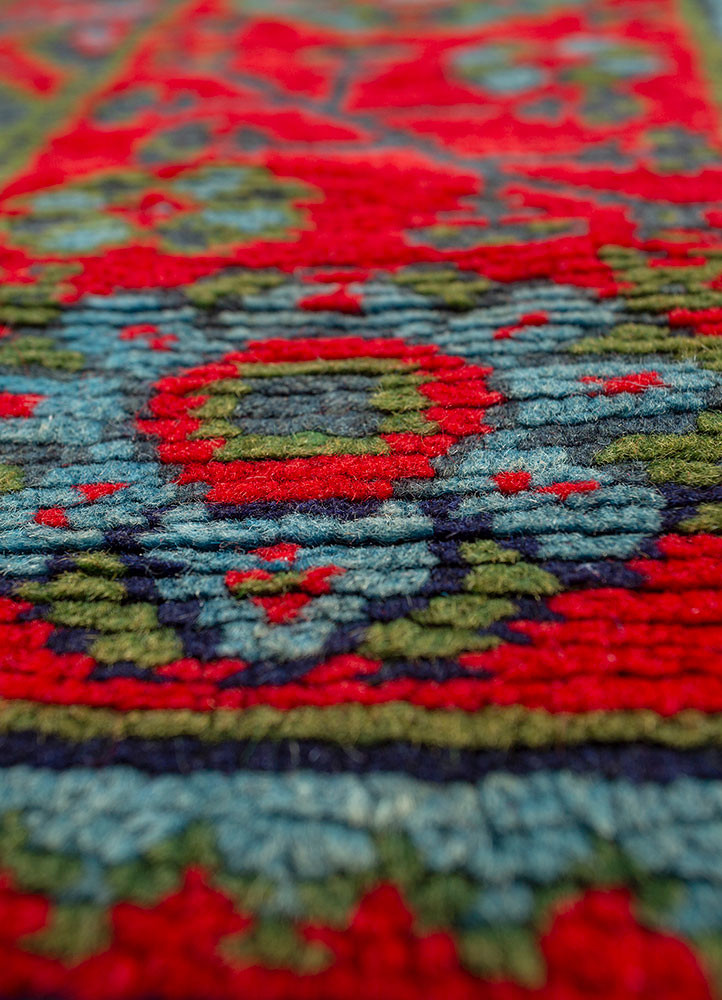 aalam red and orange wool hand knotted Rug - CloseUp aalam red and orange wool hand knotted Rug - CloseUp