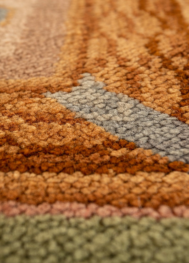 aalam green wool hand knotted Rug - CloseUp aalam green wool hand knotted Rug - CloseUp