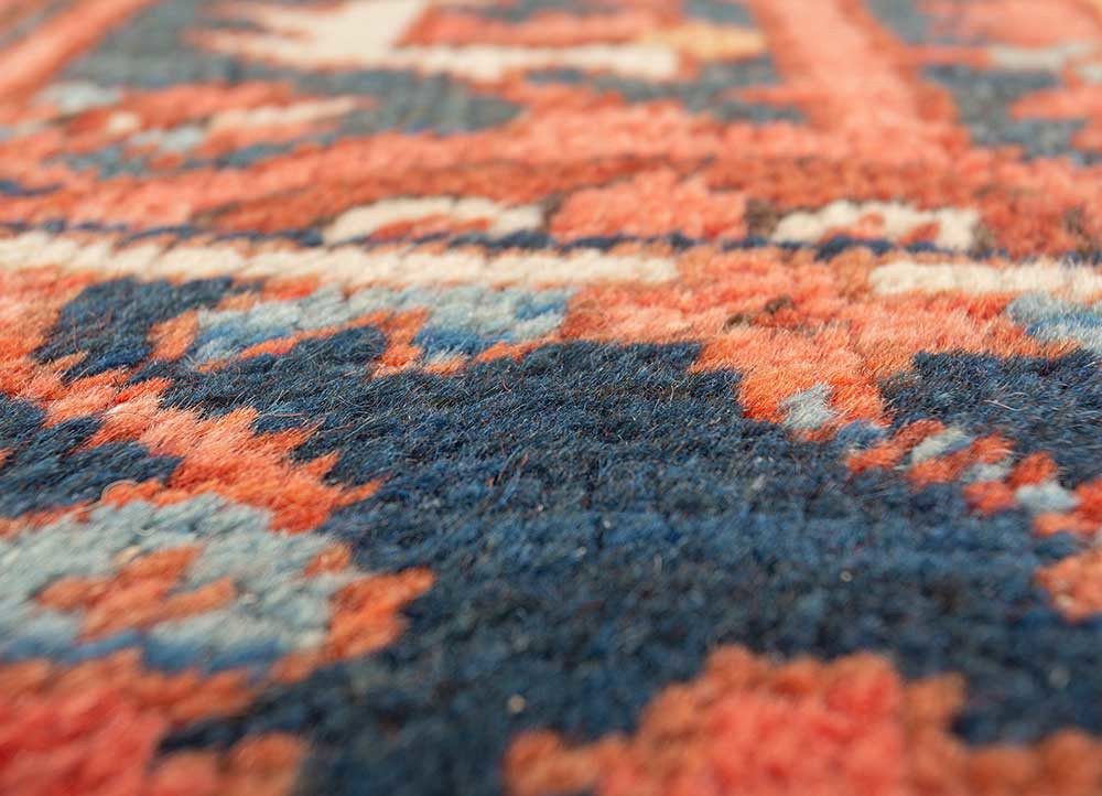 aalam red and orange wool hand knotted Rug - CloseUp aalam red and orange wool hand knotted Rug - CloseUp