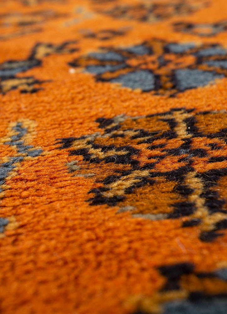 aalam red and orange wool hand knotted Rug - CloseUp aalam red and orange wool hand knotted Rug - CloseUp