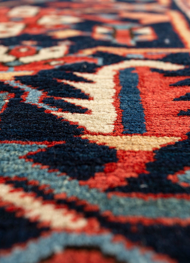 aalam red and orange wool hand knotted Rug - CloseUp aalam red and orange wool hand knotted Rug - CloseUp