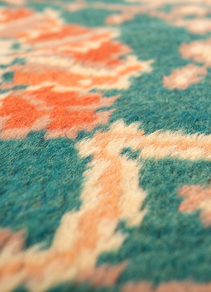 aalam red and orange wool hand knotted Rug - CloseUp aalam red and orange wool hand knotted Rug - CloseUp