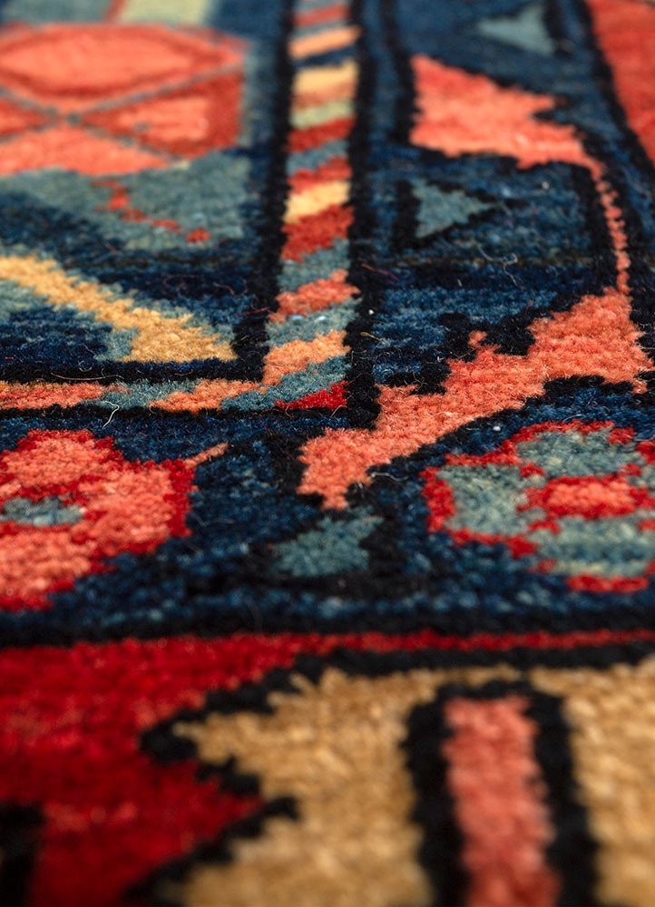 kiaan blue wool hand knotted Rug - CloseUp kiaan blue wool hand knotted Rug - CloseUp