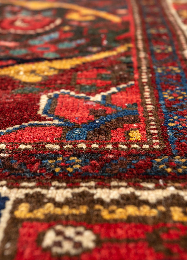 aalam red and orange wool hand knotted Rug - CloseUp aalam red and orange wool hand knotted Rug - CloseUp