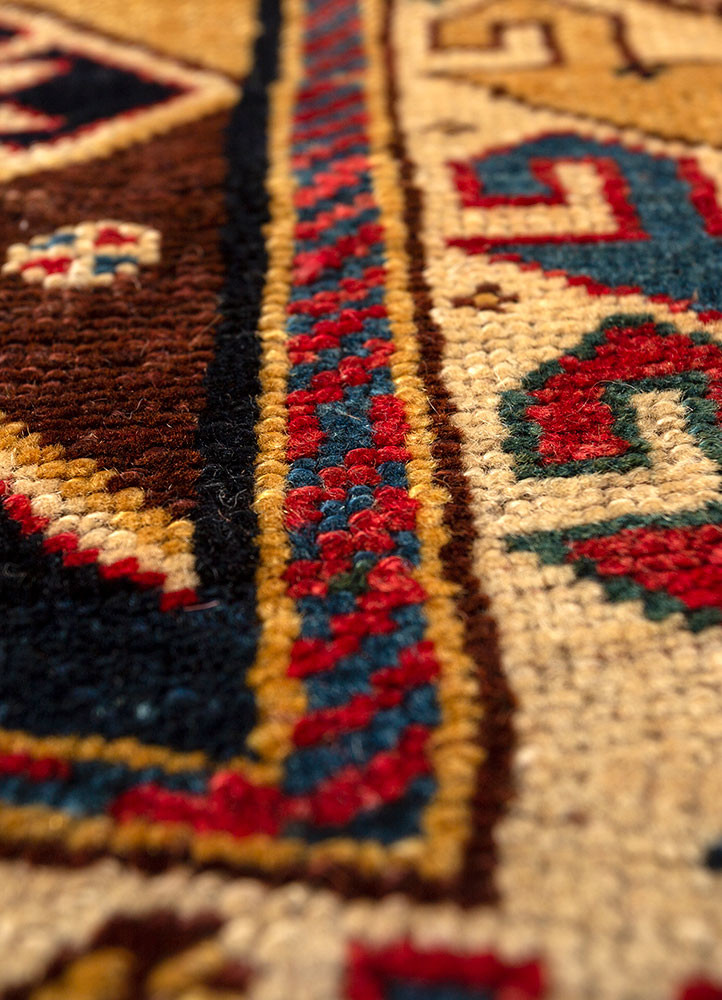 aalam blue wool hand knotted Rug - CloseUp