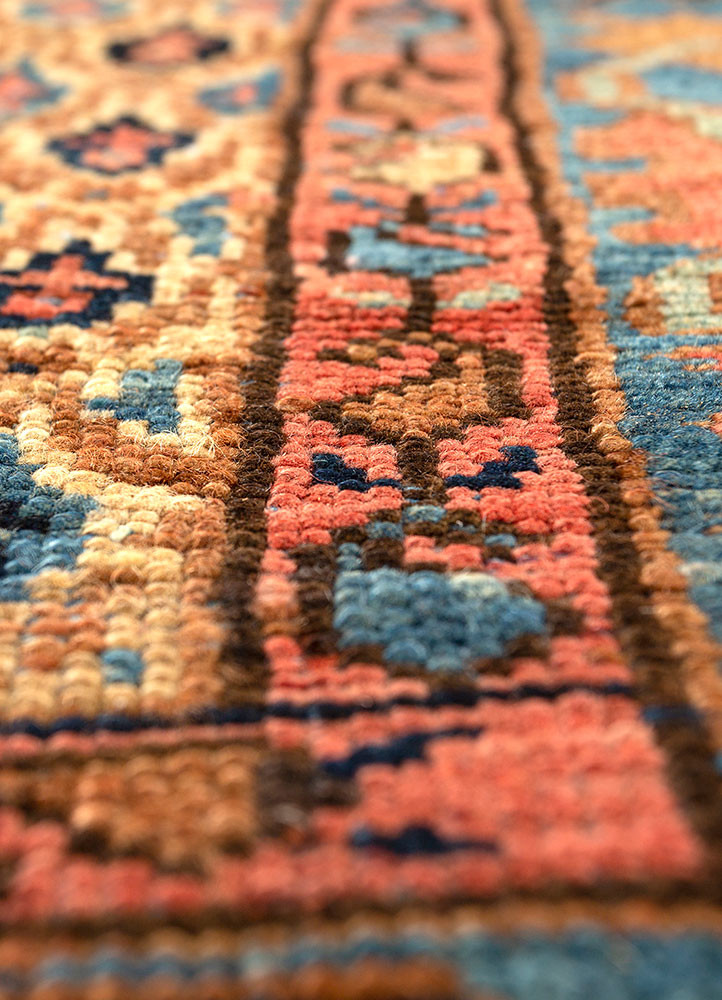 aalam blue wool hand knotted Rug - CloseUp aalam blue wool hand knotted Rug - CloseUp