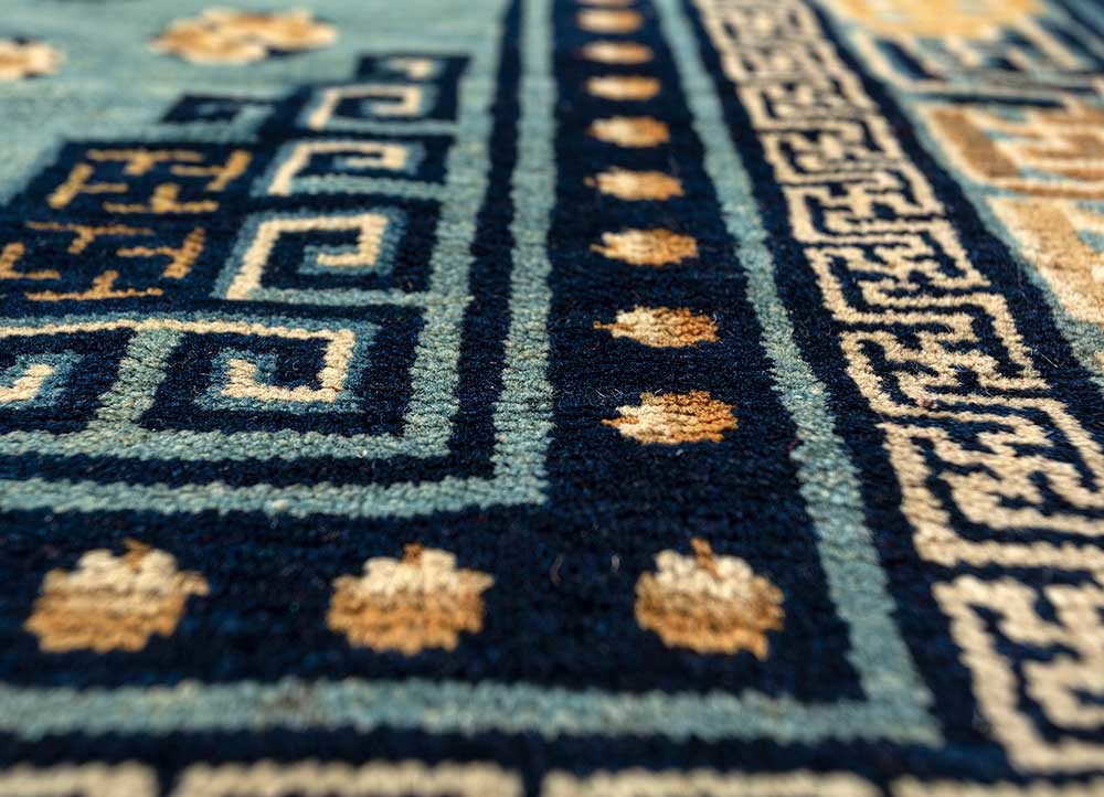 pechino blue wool hand knotted Rug - CloseUp pechino blue wool hand knotted Rug - CloseUp