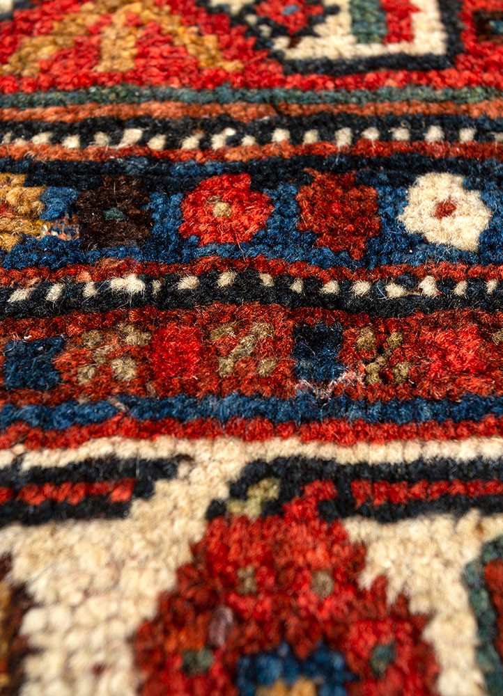 aalam blue wool hand knotted Rug - CloseUp